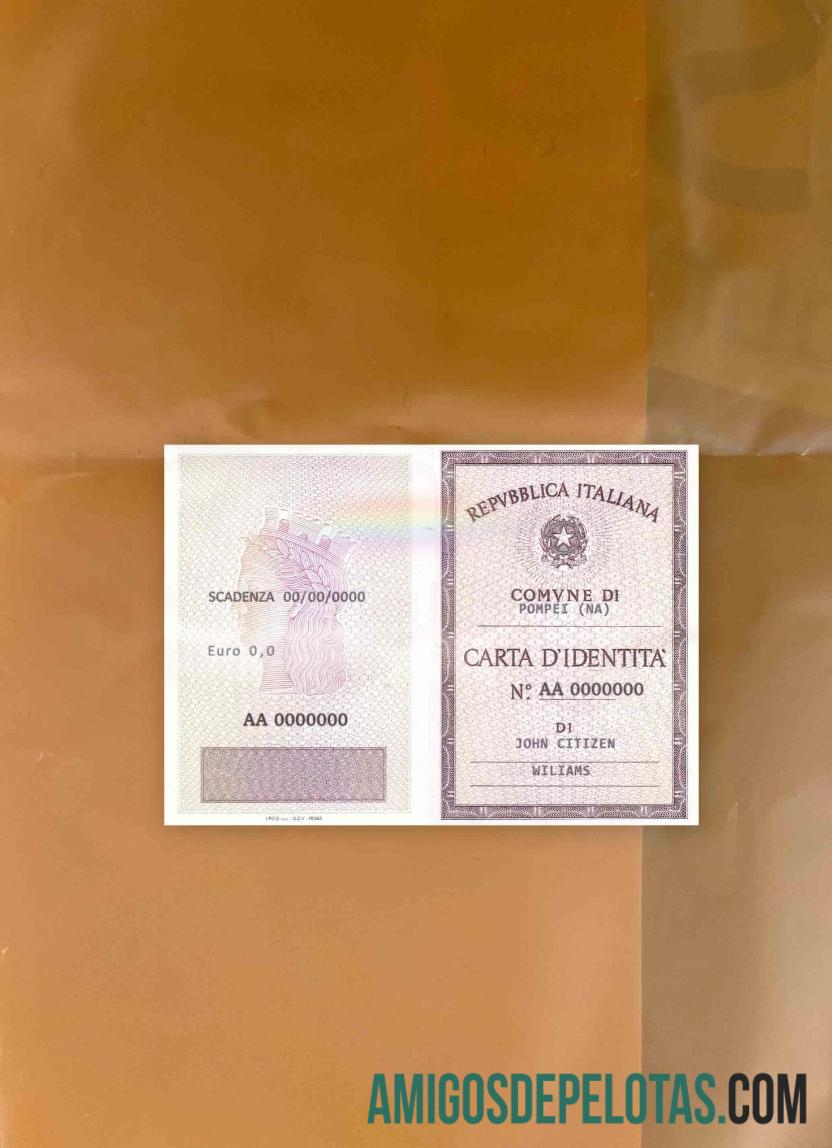 Italy bilhete de identidade (La Carta D’Identita’ Italiana) olhar de foto frente amostra